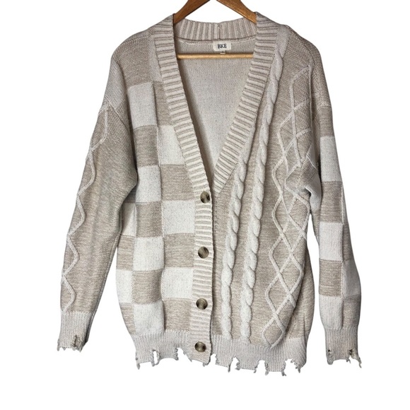 Buckle BKE Slouchy Cardigan Button Front Sz S Oversized Boyfriend Cableknit - Picture 3 of 6